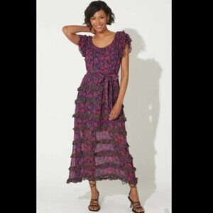 NWT Cleobella Milana Ankle Dress Bordeaux Floral Size Medium